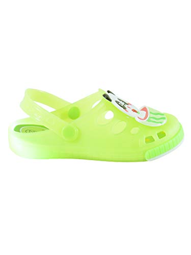 Image of Yellow Bee Panda in Watermelon LED Clogs for Boys, Green