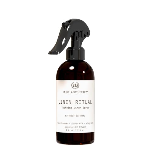 Muse Apothecary Linen Ritual - Aromatic Soothing and Relaxing Linen Spray for Bedding Laundry and Fabric Spray Freshener - Infused with Aromatherapy Essential Oils - Lavender Serenity
