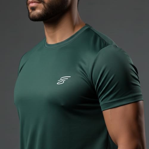 Image of Round Neck Moisture Absorbing Performance Half Sleeve Slim Fit T-Shirt for Men | Quick Dry Technology | Light Weight & Breathable Fabric | Ideal for Indoor & Outdoor Physical Activity