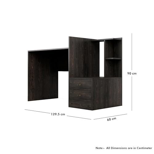 Image of Bniture Wooden Study Table for Home | Engineered Wood Study Table with Side Open Storage Area | Multi Purpose Computer Desk for Writing & Study | Laptop Table for Study Room & Office | Flower Wenge