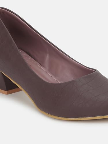 Image of Marc Loire Women's Textured Block Heel Pump Shoes for Office, Party and Formal Occasions