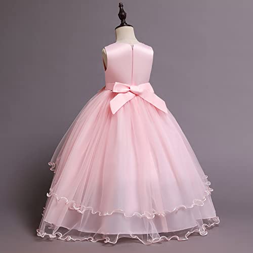 Flower Girl Dresses Embroidered 3D Floral Beads Applique Maxi Princess Wedding Party Bridesmaid Pageant Communion Formal Gown4