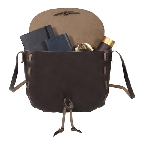 Medieval Style Shoulder Bag, Crossbody Bag, Travel Bag with Shoulder Bag, Full Grain Leather, Handmade, Bourbon Brown3