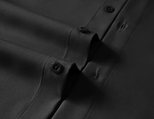 COOFANDY Big and Tall Casual Shirts for Men Short Sleeve Button-Down Shirts Plus Size Hide Belly No Tuck Shirts XL XLT Olive Black - Image 6