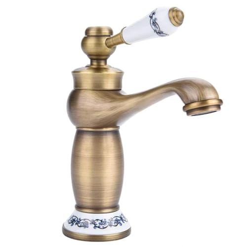 Mitigeur eau chaude et froide en bronze antique avec commande unique