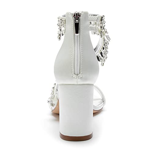 Hyinlays Women's Chunky Block Heels Crystal High Heel Pump Sandals Ankle Strap Wedding Shoes Prom Evening Pumps2