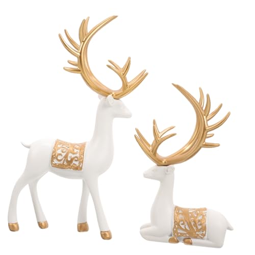 iplusmile クリスマス飾り 鹿置物 樹脂製デスクトップオフィス装飾 おしゃれな北欧風トナカイ像 多用途ホームパーティーデコレーション