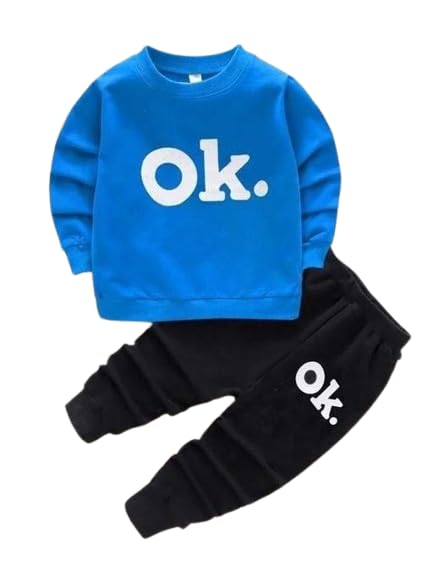 Image of Kids Boy Printed Cotton Blend Full Sleeves Top & Bottom Set