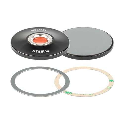 Nite Ize STOMS-01-R8 Steelie Orbiter Plus Magnetic Socket + Metal Ring, Holder iPhone 12 / Mini/Pro Max, Car Mount Works with MagSafe Charger, Black