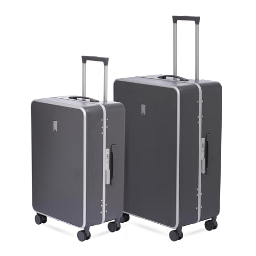 Image of SWISS MILITARY Black Gold Collection Lorenzo Hardsided PC Trolley Luggage Set of 2 (65cm Medium & 75cm Large) Suitcase with TSA Lock, 360 Wheels-Ideal for International Travel (70L,105L) Dark Grey