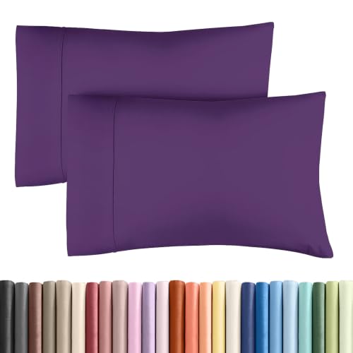 King Standard Pillow Cases - 2 Pack Pillowcase Covers - 20" x 36" (Purple)