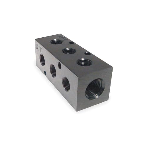 Pneumadyne M20-250-3-90, Manifold, 90 Degree Ports, 3-Station, 1/4 NPT Input, 1/8 NPT Output