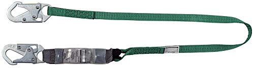 MSA 10193124 V-Series Standard Shock Absorbing Lanyard - 3', Single-Leg, 36C Small Snaphooks, Fixed Length, Polyester Web, Durable, Energy Absorbing Lanyard