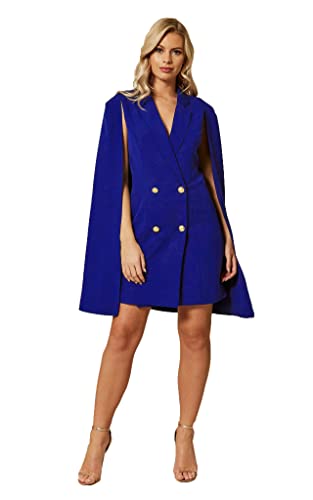 EXTRO&VERT Cape Blazer Jacket for Women Gold Buttons Double Breasted Split Sleeve Casual Outfit