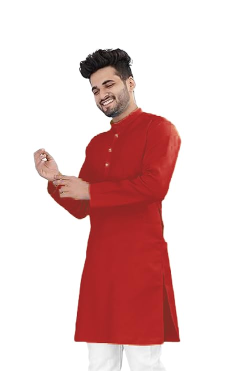 Image of Flossy Men's Cotton Blend Plain Solid Kurta for Men