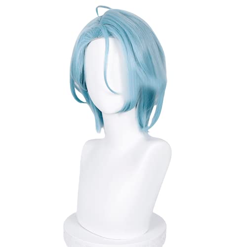 Cosplay Heat Resistant Synthetic Men Short Blue Role Play Party Hair Wigs + Wig Cap