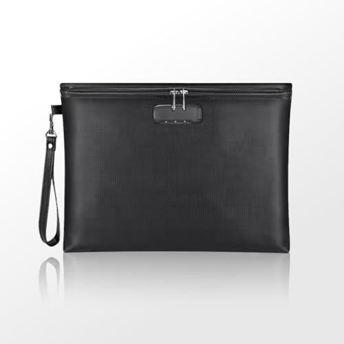 【 ロック付き 】【 A4サイズ対応 】 耐火バッグ ポータブル金庫 防火 防災 【 耐火温度1093℃ 国際機関検査済み 】ファスナー式 金庫 貴重品 現金 集金袋 通帳 地震 防災 防火袋 クラッチタイプ