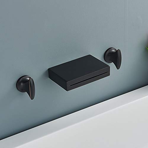 Mitigeur eau chaude et froide cascade mural noir bronze pour robinets de salle de bain et vasque