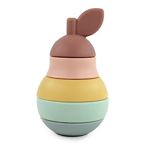 Image of Hudson Baby Silicone Stacking Toy, Pear, One Size