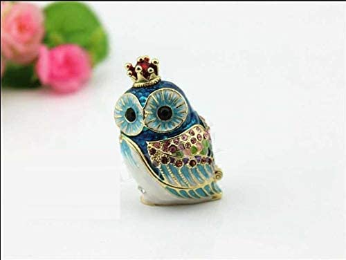 PA Ornaments Statues Decorations Figurine Sculpture Metal Owl Trinket Box Home Decor Display Figurine Wedding Jewelry Beauty Storage Stands Birthday Gcrafts