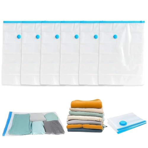 6 Pack Travel Vacuum Storage Bags Space Saving Sealing Organizer Bags