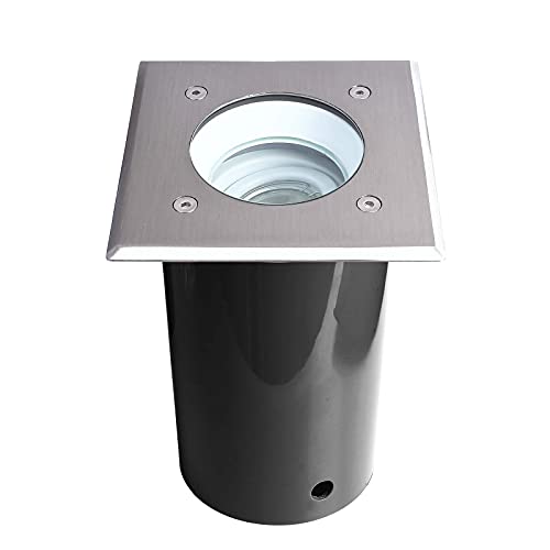 Planetitaly PAVO Faretto calpestabile IP67 segnapassi orientabile LED GU10 8W incasso quadrato terreno cemento luce 4000K giardino ingresso uscita in out 230V (4000K, Quadrato)