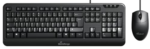 MediaRange Clavier filaire et souris optique 3 touches QWERTZ Noir
