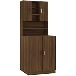 Mueble Fregadero Lavadora vidaXL Armario de Lavadora Cuarto de Baño Aseo Inodoro Secadora Estantería Estante Muebles Colada Almacenaje Madera Contrachapada Color Roble Marrón