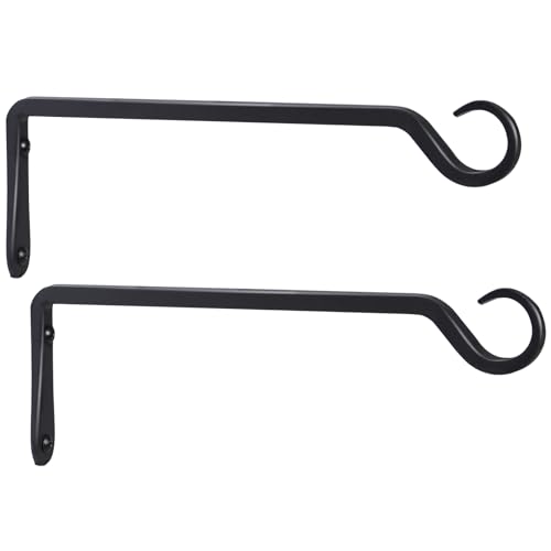 AILIN YELOKIE 2 Pack Premium Forged Wall Hook Sturdy Hanging Plant Bracket Elegant Hook for Bird Feeders Planters Lanterns Wind Chimes Indoor Outdoor Upgrade Black 12 Inch