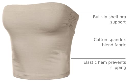 Image of Women's Shapewear Tube Tops Strapless Ruched Built-in Shelf Bra Casual