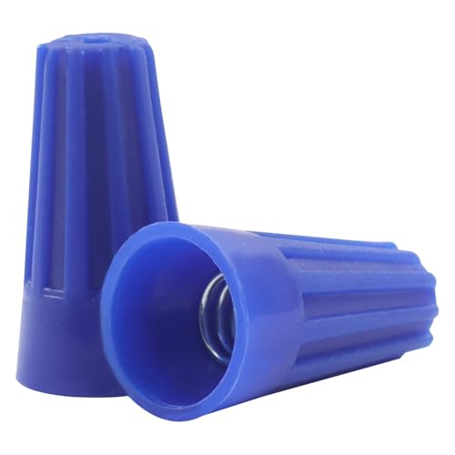 Waziaqoc 100-Pack Wire Nuts P2 22-14 AWG Blue, Twist-On Screw Connectors with Spring Secure and Insulated Electrical Connections, for Home and Commercial Wiring Projects