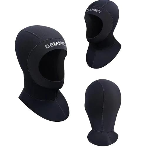 3MM/5MM Neoprene Scuba Diving Hood with Shoulder Snorkeling Equipment Hat Cap Winter Swim Warm Wetsuit Spearfishing Diver (5MM Black, X-Large)