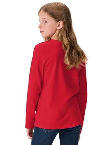 Witwot Girls Long Sleeve Shirts Cotton Crew Neck T-Shirts Kids Plain Tops Tees Girl Clothes Size 5-12 Years3