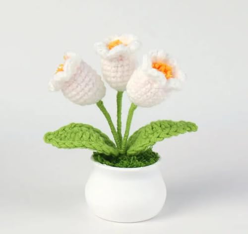 Image of VRB Dec Plastic TM 1 Pcs Crochet Flowers Artificial Daisy for Office Desk Car Dashboard Decor,Home Decoration, Office, Bedroom, Christmas Decor, Wedding,Diwali (Single White Daisy with Pot)