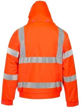 H&F Girl ®Men’s Hi Viz Contractor Bomber Jacket Two Tone Patched Waterproof Storm Jacket Safety Workwear Security Wear Visibility Reflective Tape Warm Work Wear 300D Oxford PU Fabric Jacket Size S-3XL (Small, Orange)