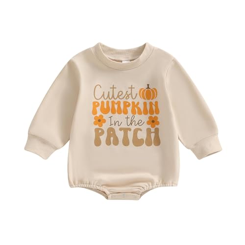 Image of Baby Halloween Outfit Boy Girl Pumpkin Patch Sweatshirt Romper Sweater Shirt Cute Newborn Toddler Clothes