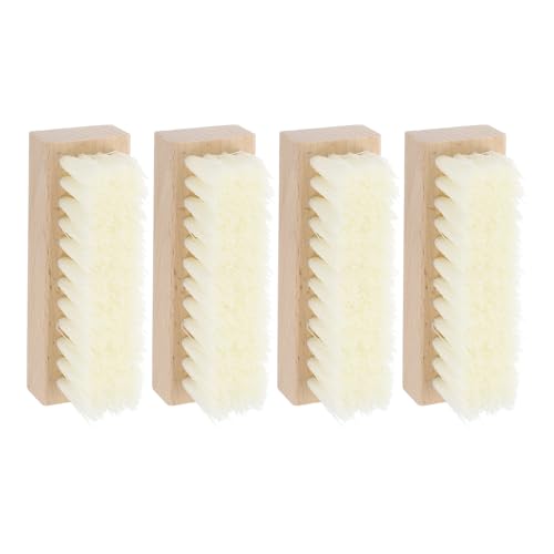 Cepillos para calzado con mango de madera beige claro de 4 piezas 2