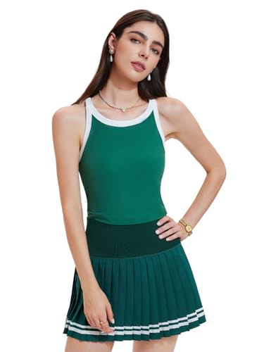 Tennis Skirt Set for Women 2 Piece Racerback Tank Top Golf Dress Activewear for Outfit Pickleball Athletic Workout