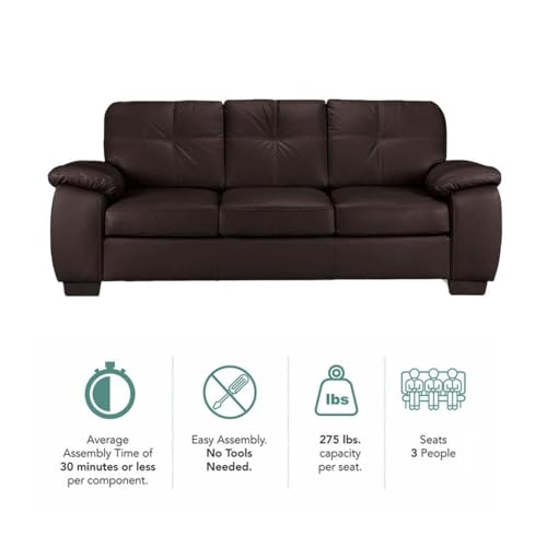 Image of Torque Antos 3 Seater Leatherette Sofa-Dark Brown | Modern Designs Sofa 3 Seater | Premium Leatherette 3-Person Sofas Couches for Living Room Office Setting