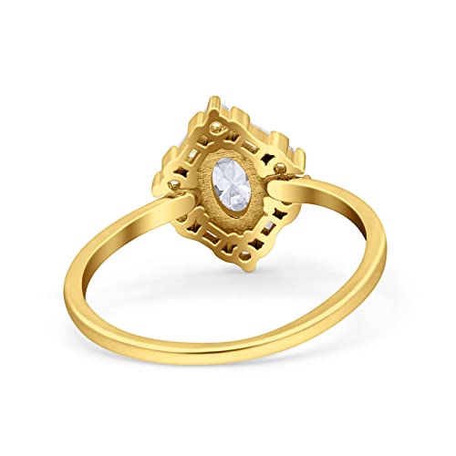 Blue Apple Co. Art Deco Oval Wedding Bridal Ring Baguette Round Simulated Cubic Zirconia 925 Sterling Silver3