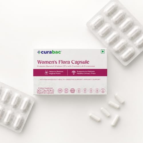 Image of Curabac Women's Flora Probiotic Capsules | 31 Billion CFU with 14 Probiotic Strains, Cranberry & D-Mannose | Daily Women's Flora, Urinary Tract & Digestive Wellness Support | Shelf-Stable | 30 Vegetarian Capsules