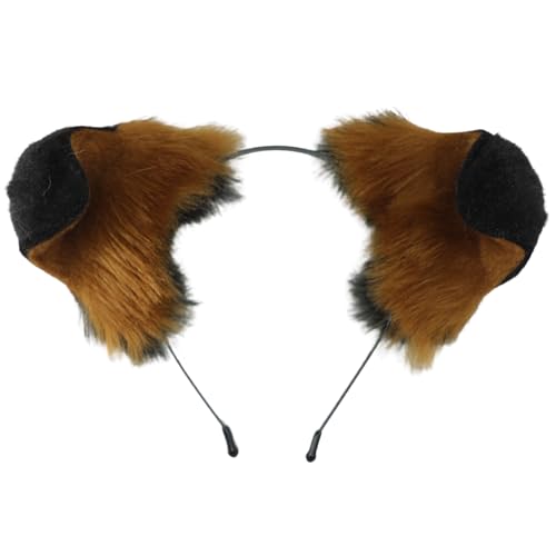 QUICOMP Cute Puppy Ears Headband Brown Spotty Dog Ear Hairband Plush Animal Ears (Black Brown)