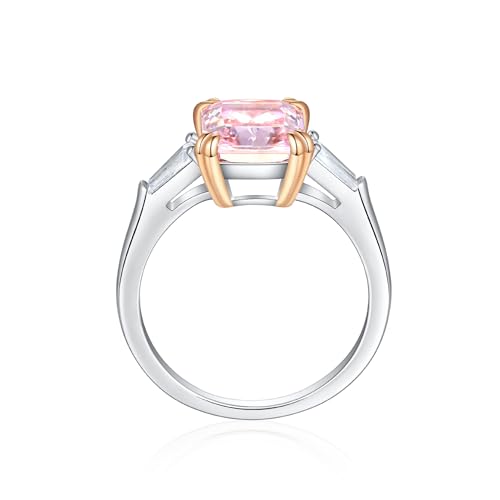 4 CT Lab Created Pink Diamond Ring, Ice Flower Cut Wedding Bands, D Color Promise Rings for Her, 18k White Gold Plated 925 Sterling Silver Engagement Rings, Jewelry Gifts4