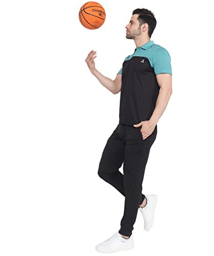 Image of Mens Polo Tshirt for Gym | Dual Tone Colour | Polyster Blended (M, Black)
