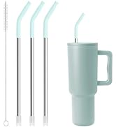 Snowfall Metal Straws for Simple Modern, Stanley 40 oz Cup, 12.2 in Reusable Long Stainless Steel...