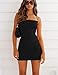 HOCILLE Women's Sexy Halter Bodycon Backless Ruched Spaghetti Strap Mini Club Party Dresses, Large, Black