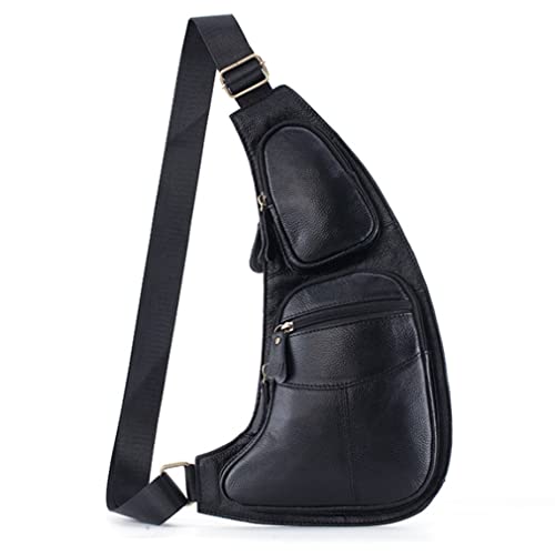 Sac à bandoulière pour homme en toile noire et grand format