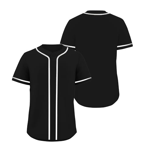 Camiseta de béisbol lisa para hombre, manga corta, botón, uniforme deportivo Hipster Hip Hop miniatura 2
