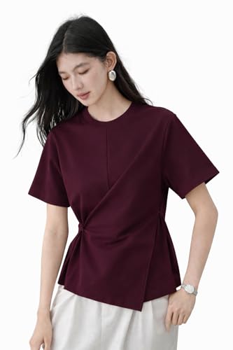 Image of Zilcon Woman Half Sleeve Round Neck Womens Tops Beach Vacation Fashion Clothes Casual Summer Spring Winter Fall Outfits Tops