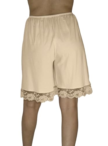 Underworks Pettipants Cotton Knit Culotte Slip Bloomers Split Skirt 9-inch Inseam Medium-Beige - Thumbnail 3